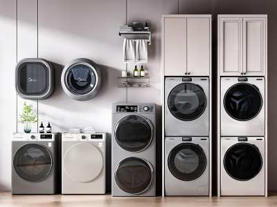 现代洗衣机组合3D模型下载